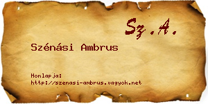 Szénási Ambrus névjegykártya